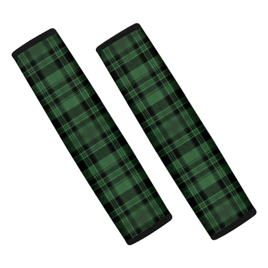 Green And Black Tartan Pattern Print Car Seat Belt Covers