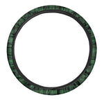 Green And Black Tartan Pattern Print Car Steering Wheel Cover