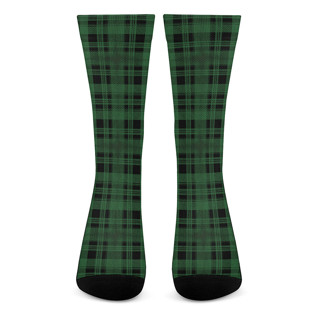Green And Black Tartan Pattern Print Crew Socks