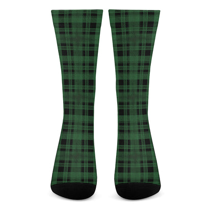 Green And Black Tartan Pattern Print Crew Socks
