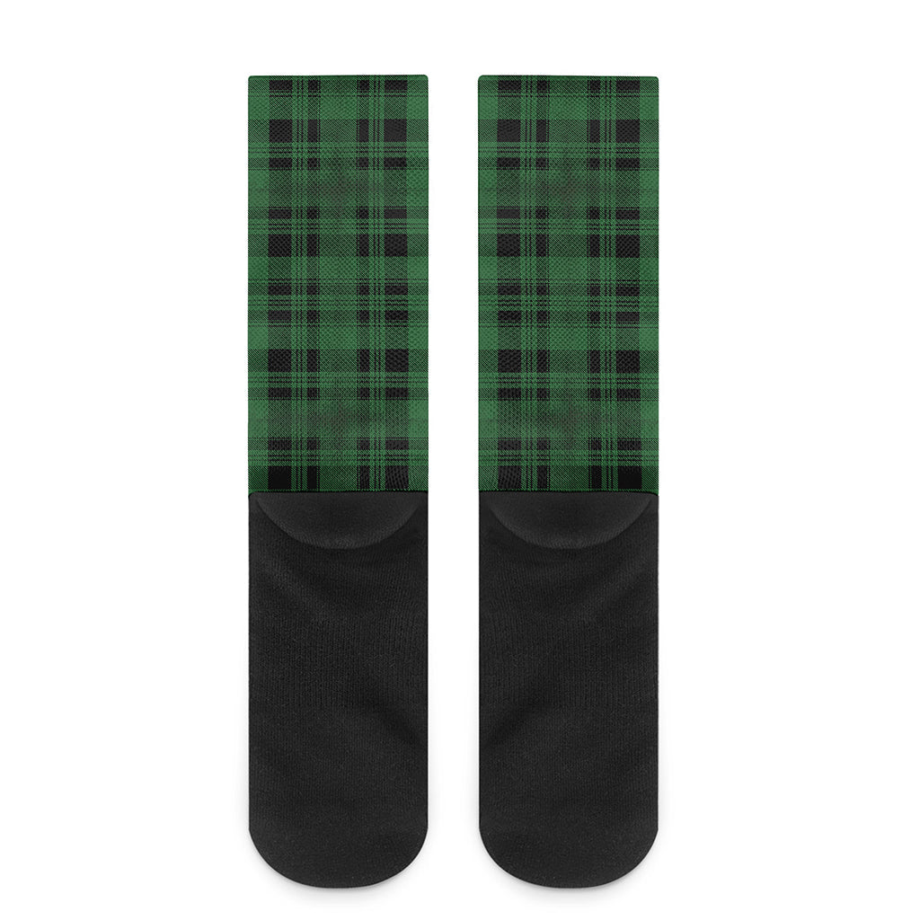 Green And Black Tartan Pattern Print Crew Socks