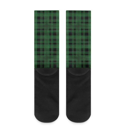 Green And Black Tartan Pattern Print Crew Socks