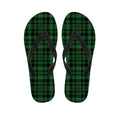 Green And Black Tartan Pattern Print Flip Flops