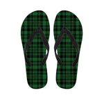Green And Black Tartan Pattern Print Flip Flops