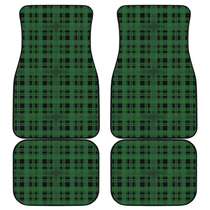 Green And Black Tartan Pattern Print Front and Back Car Floor Mats