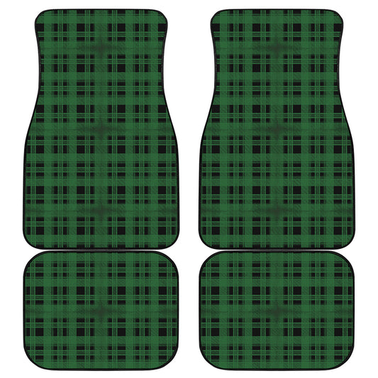 Green And Black Tartan Pattern Print Front and Back Car Floor Mats