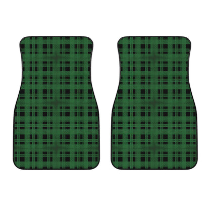 Green And Black Tartan Pattern Print Front Car Floor Mats