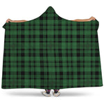 Green And Black Tartan Pattern Print Hooded Blanket