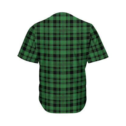 Green And Black Tartan Pattern Print Men's Baseball Jersey
