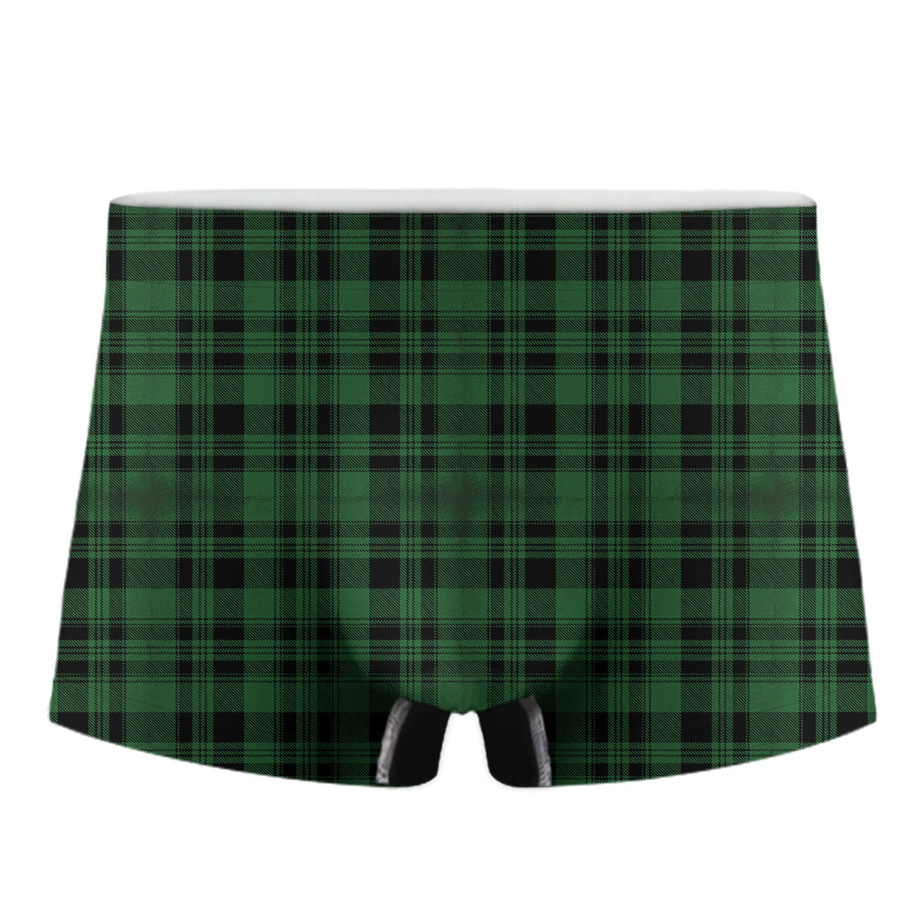 Green And Black Tartan Pattern Print Men's Boxer Briefs