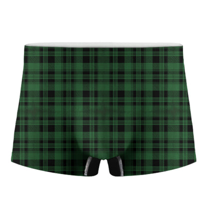Green And Black Tartan Pattern Print Men's Boxer Briefs