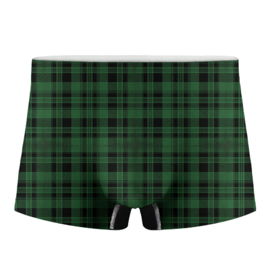 Green And Black Tartan Pattern Print Men's Boxer Briefs