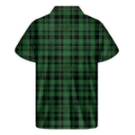 Green And Black Tartan Pattern Print Men's Short Sleeve Shirt