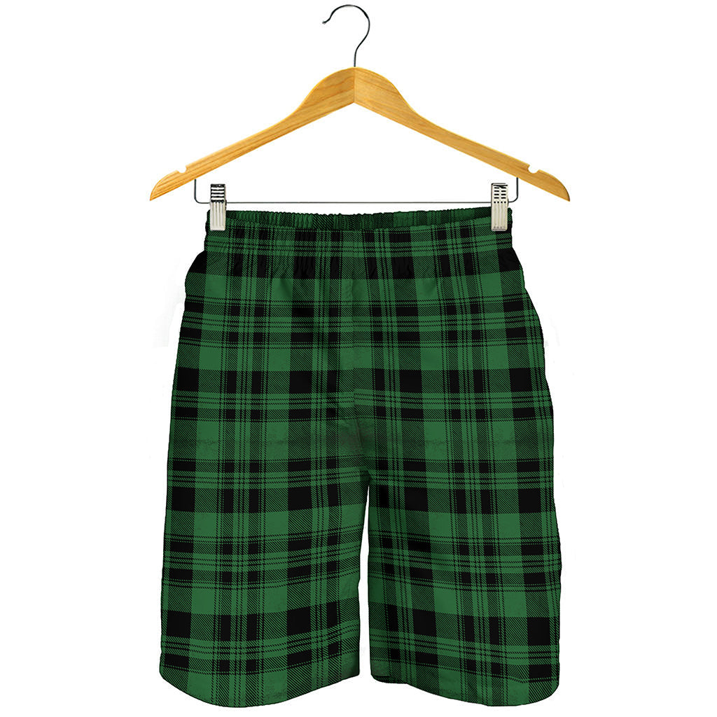 Green And Black Tartan Pattern Print Men's Shorts