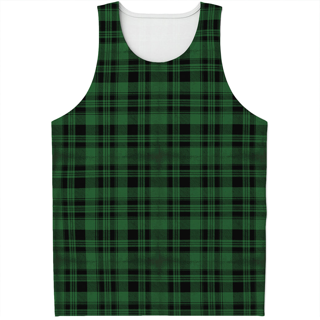 Green And Black Tartan Pattern Print Men's Tank Top