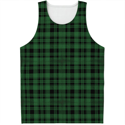 Green And Black Tartan Pattern Print Men's Tank Top