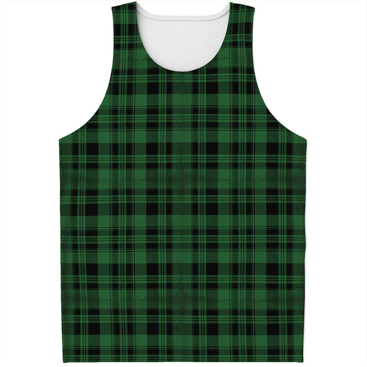 Green And Black Tartan Pattern Print Men's Tank Top