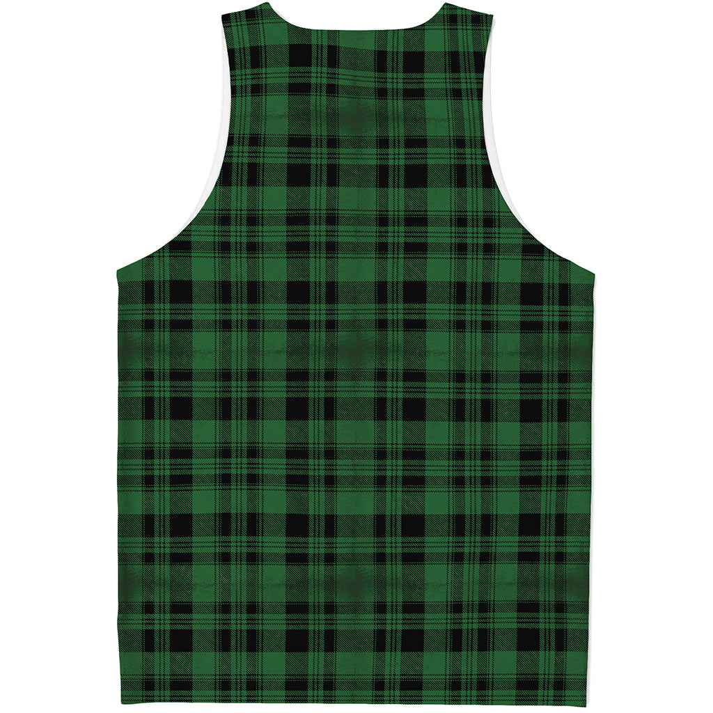 Green And Black Tartan Pattern Print Men's Tank Top