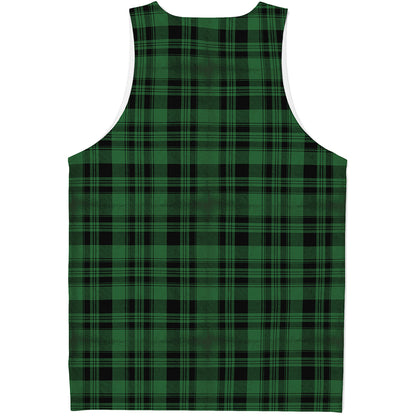 Green And Black Tartan Pattern Print Men's Tank Top