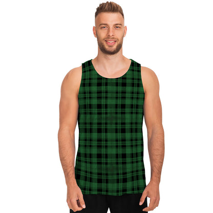 Green And Black Tartan Pattern Print Men's Tank Top