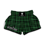 Green And Black Tartan Pattern Print Muay Thai Boxing Shorts