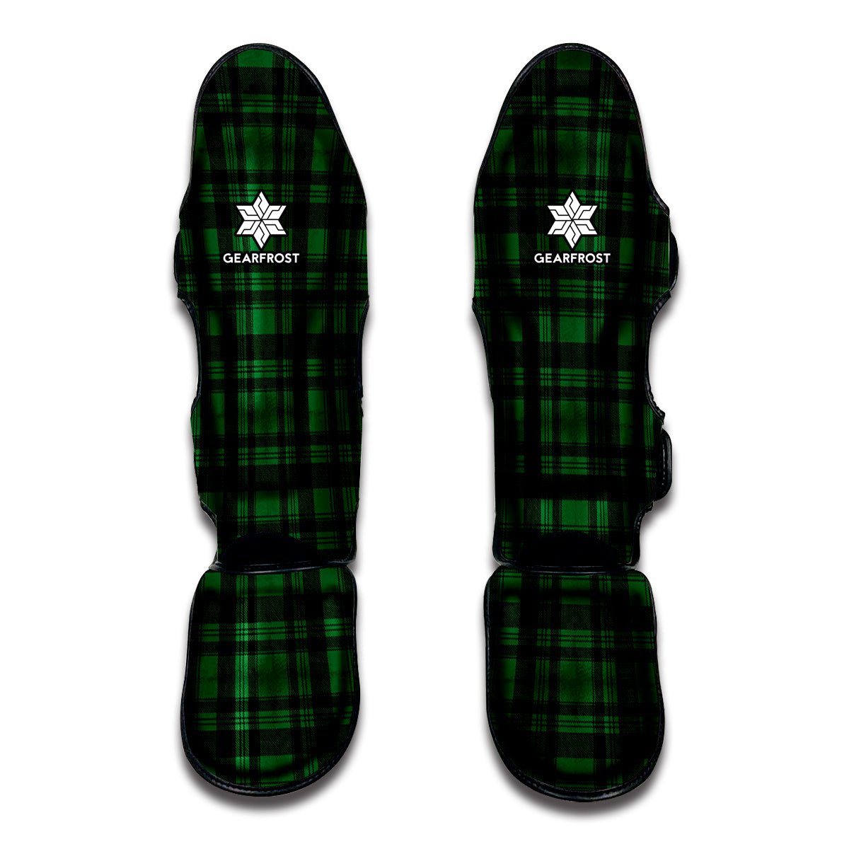 Green And Black Tartan Pattern Print Muay Thai Shin Guard