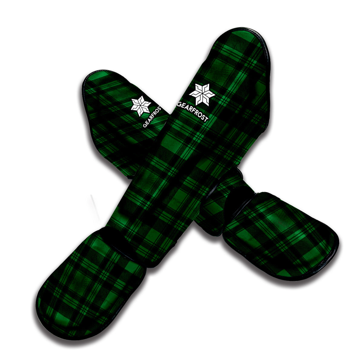 Green And Black Tartan Pattern Print Muay Thai Shin Guard