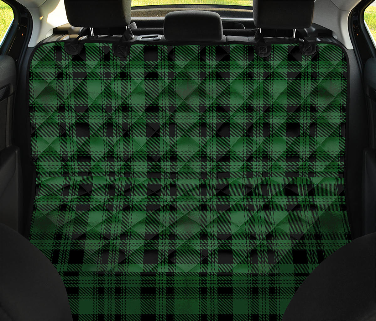 Green And Black Tartan Pattern Print Pet Car Back Seat Cover
