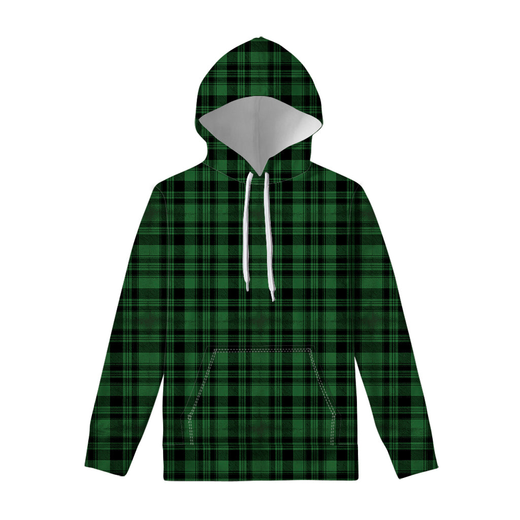 Green And Black Tartan Pattern Print Pullover Hoodie