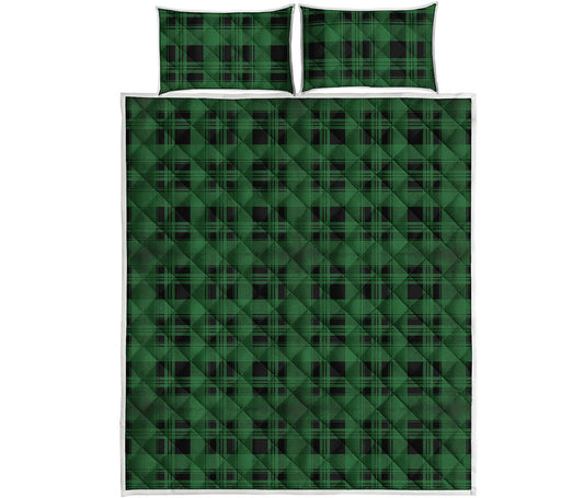 Green And Black Tartan Pattern Print Quilt Bed Set