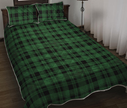 Green And Black Tartan Pattern Print Quilt Bed Set