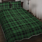 Green And Black Tartan Pattern Print Quilt Bed Set