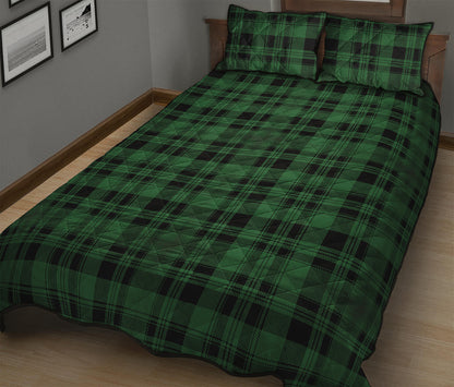 Green And Black Tartan Pattern Print Quilt Bed Set
