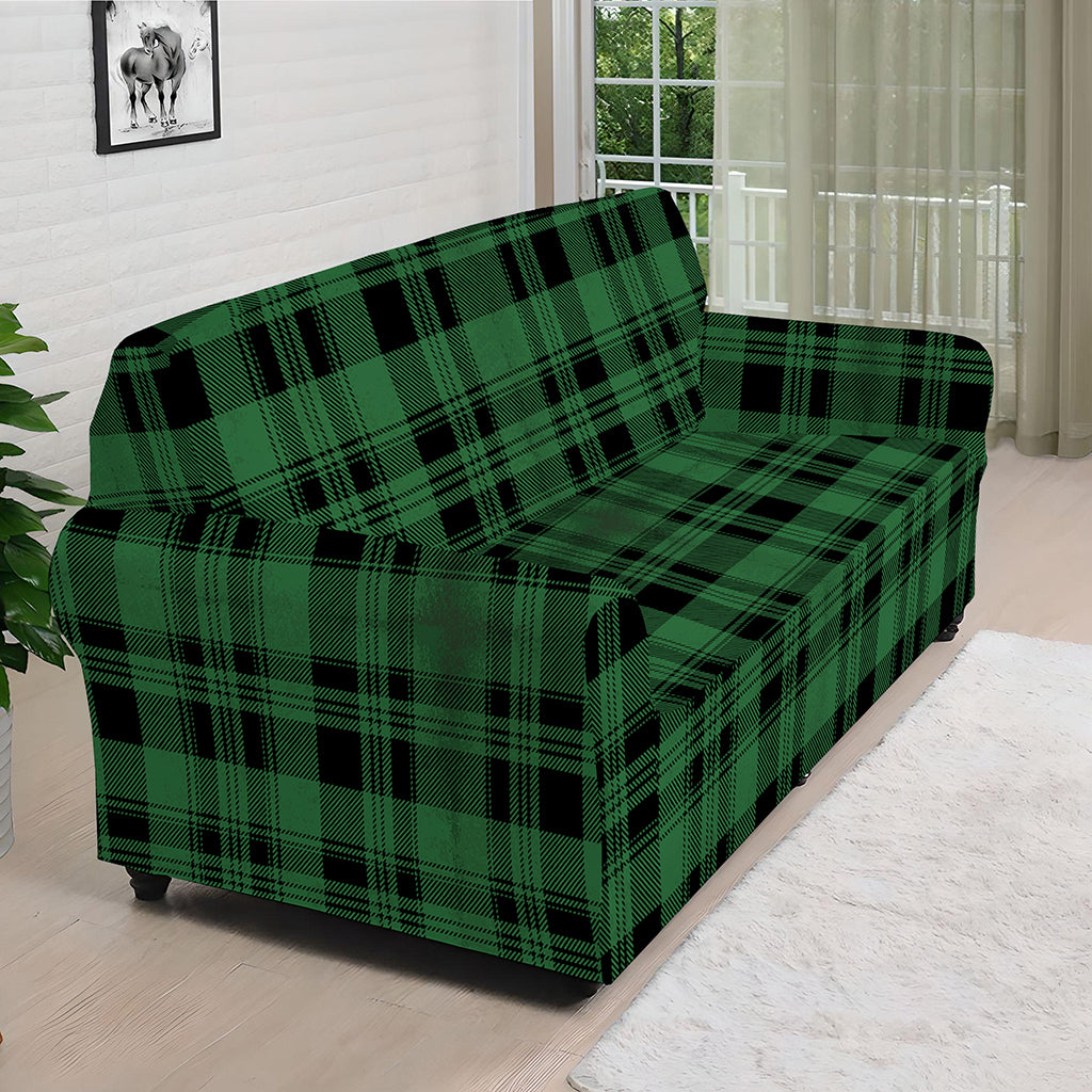 Green And Black Tartan Pattern Print Sofa Cover