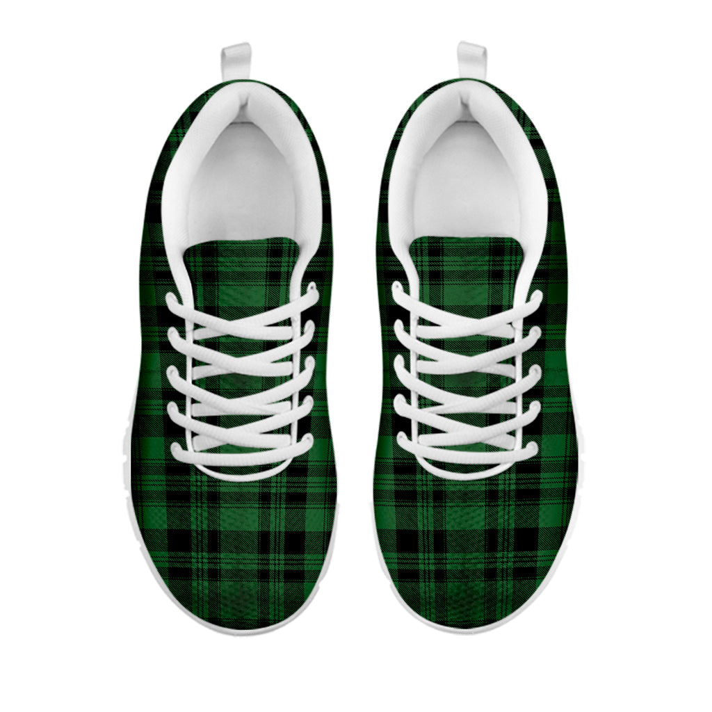 Green And Black Tartan Pattern Print White Sneakers
