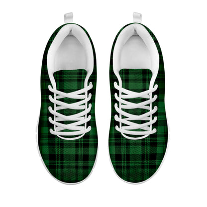 Green And Black Tartan Pattern Print White Sneakers