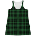 Green And Black Tartan Pattern Print Women's Racerback Tank Top