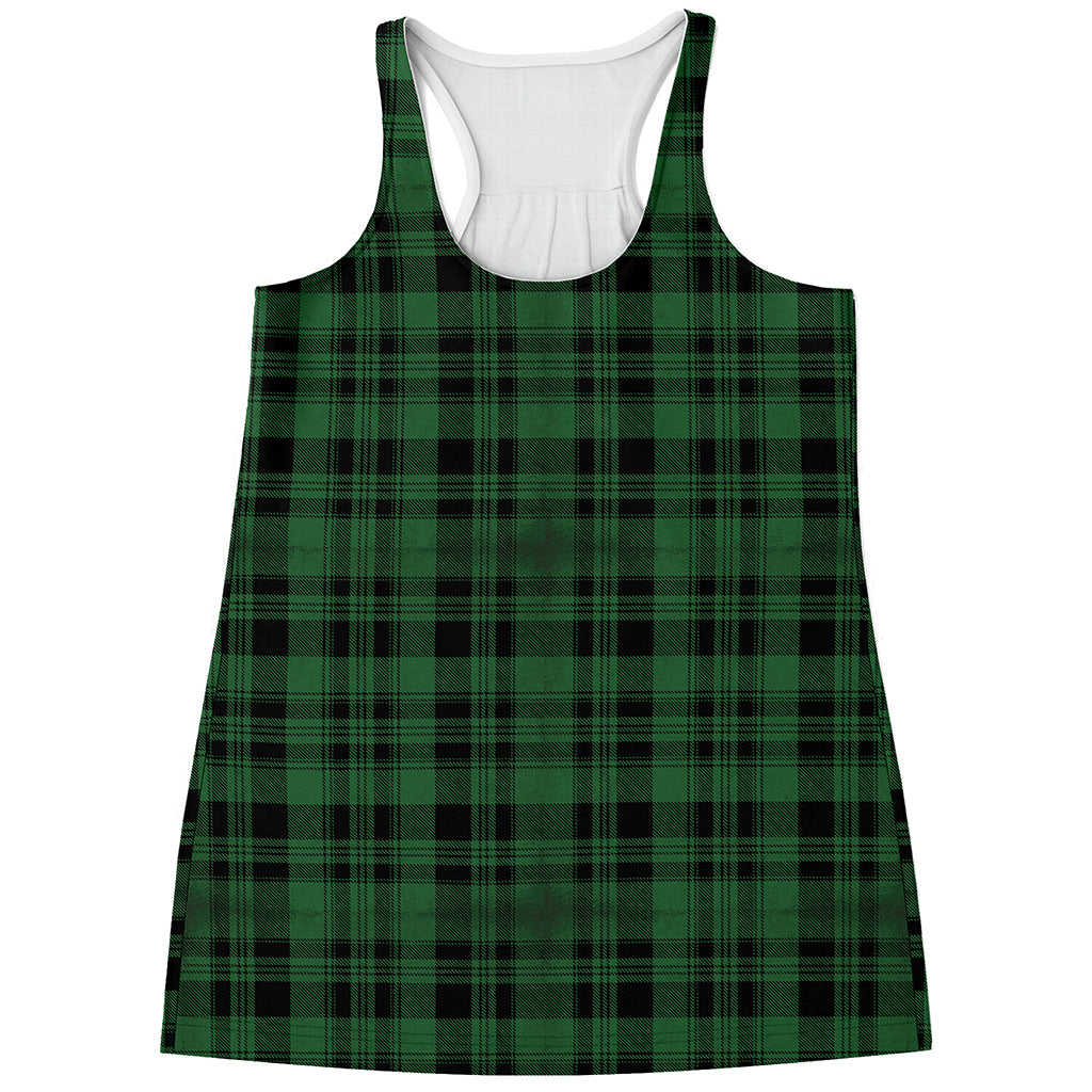 Green And Black Tartan Pattern Print Women's Racerback Tank Top