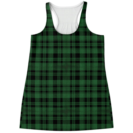 Green And Black Tartan Pattern Print Women's Racerback Tank Top