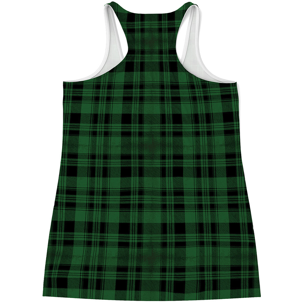 Green And Black Tartan Pattern Print Women's Racerback Tank Top