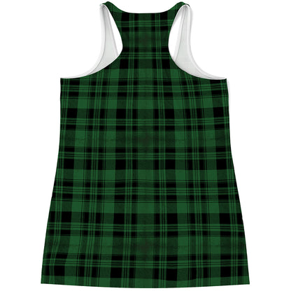 Green And Black Tartan Pattern Print Women's Racerback Tank Top
