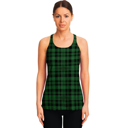 Green And Black Tartan Pattern Print Women's Racerback Tank Top