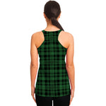 Green And Black Tartan Pattern Print Women's Racerback Tank Top
