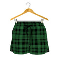 Green And Black Tartan Pattern Print Women's Shorts