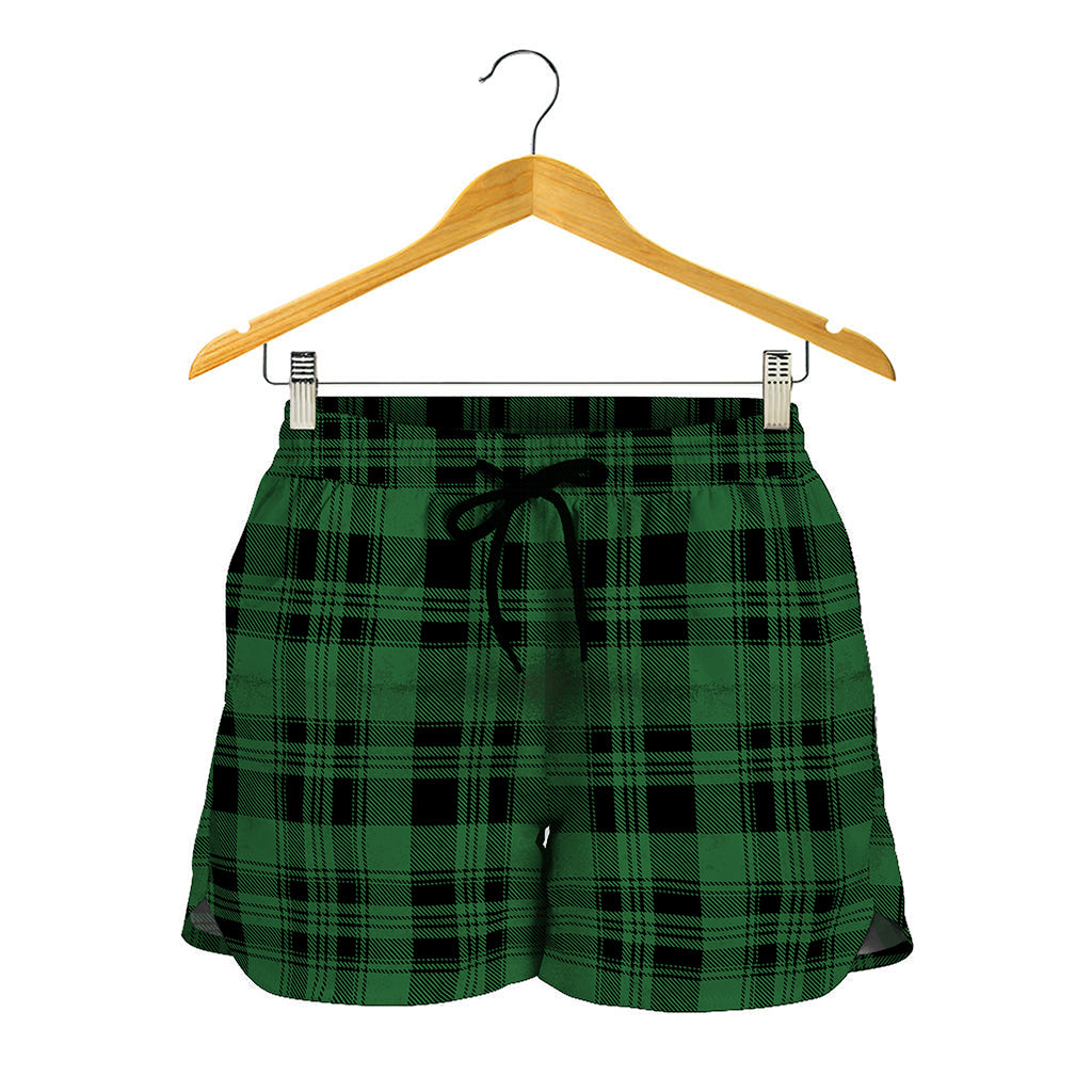 Green And Black Tartan Pattern Print Women's Shorts