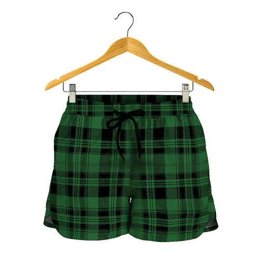 Green And Black Tartan Pattern Print Women's Shorts