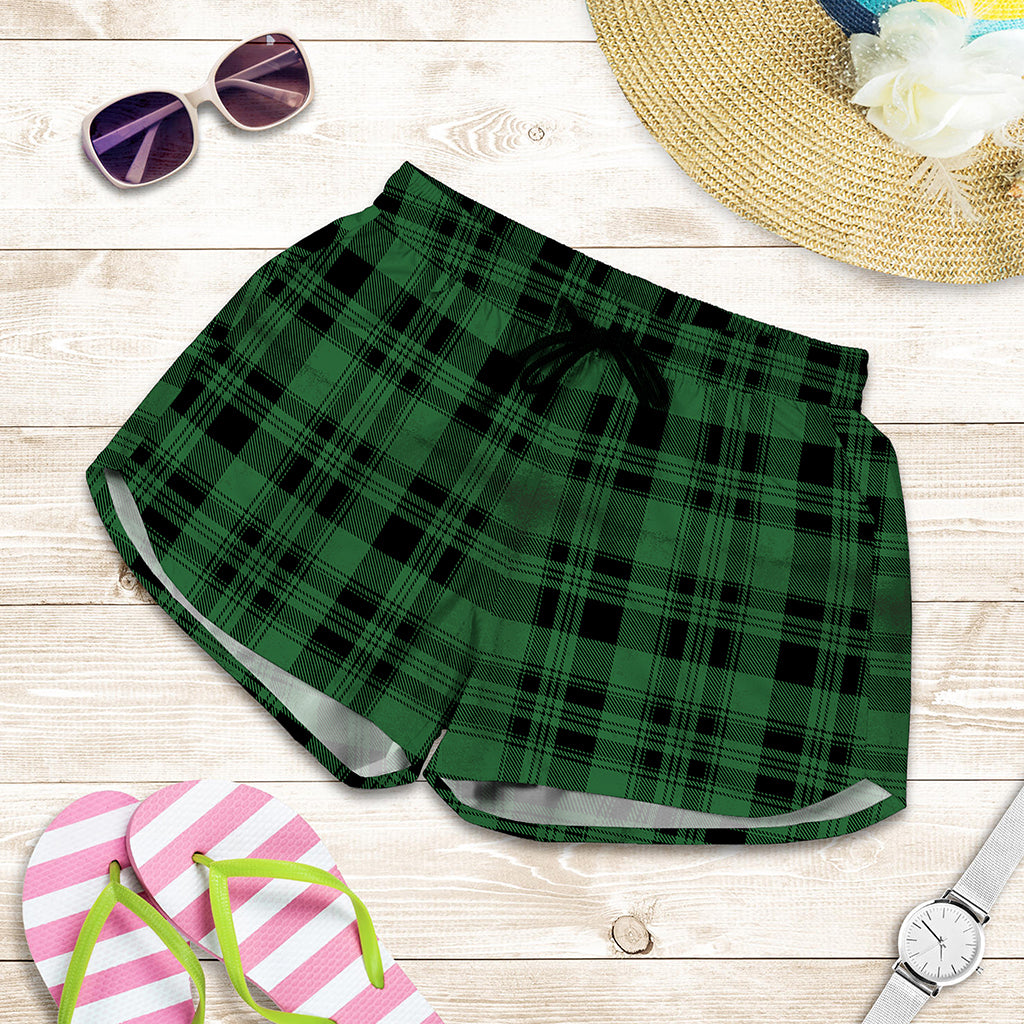 Green And Black Tartan Pattern Print Women's Shorts