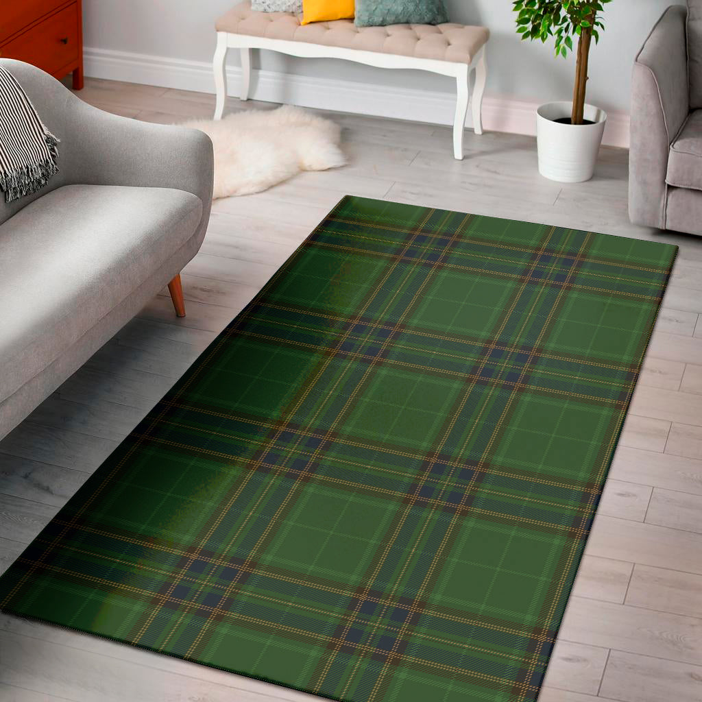 Green And Blue Stewart Tartan Print Area Rug