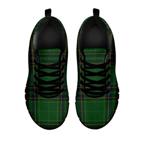 Green And Blue Stewart Tartan Print Black Sneakers