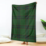 Green And Blue Stewart Tartan Print Blanket